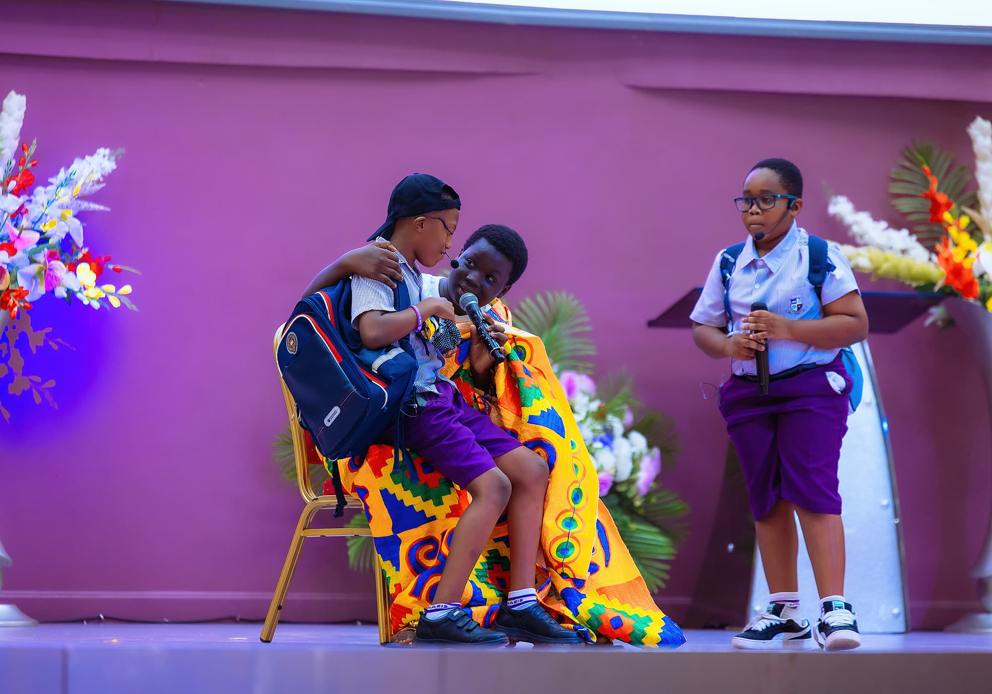 HABIS pupils acting in a staged drama scene